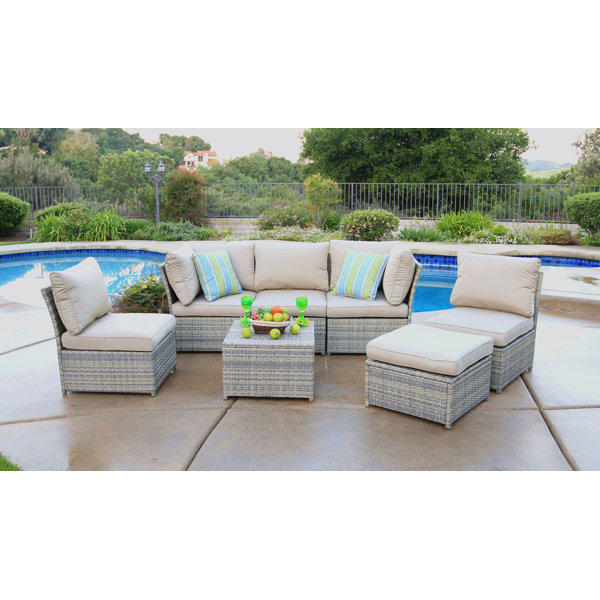 Rosecliff Heights Quincy 6 Person Outdoor Seating Group with Cushions